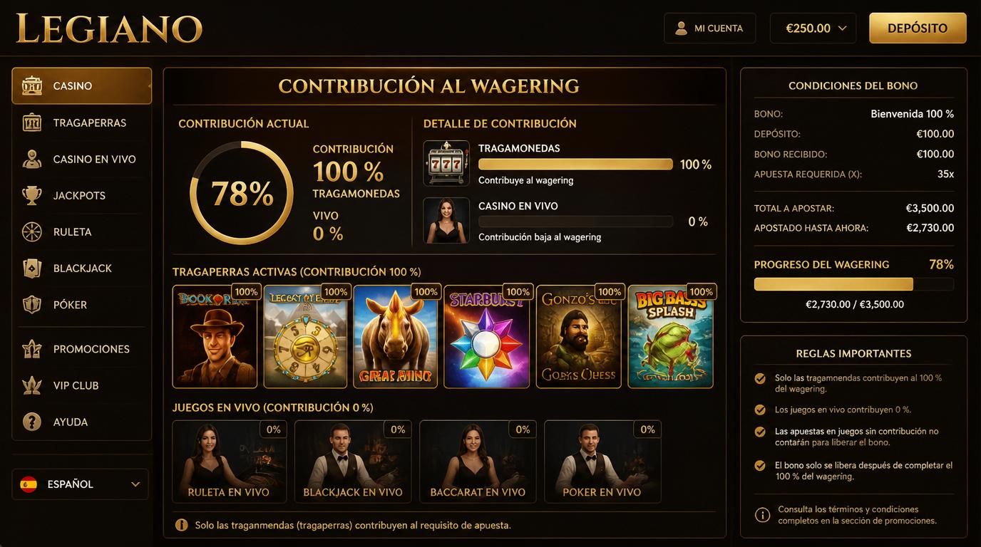 Ilustración de los requisitos de apuesta entre tragamonedas y juegos en vivo