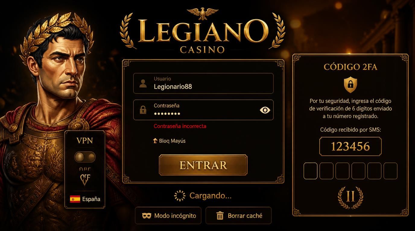 Errores típicos al iniciar sesión en Legiano y soluciones rápidas: VPN, 2FA y caché