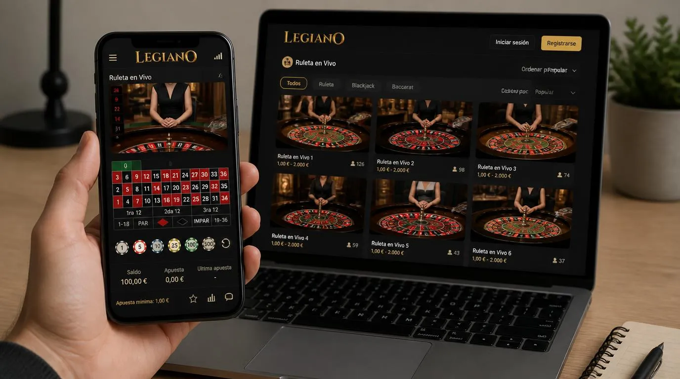 Móvil con una mesa de ruleta en vivo, vídeo del crupier y controles de apuesta legibles